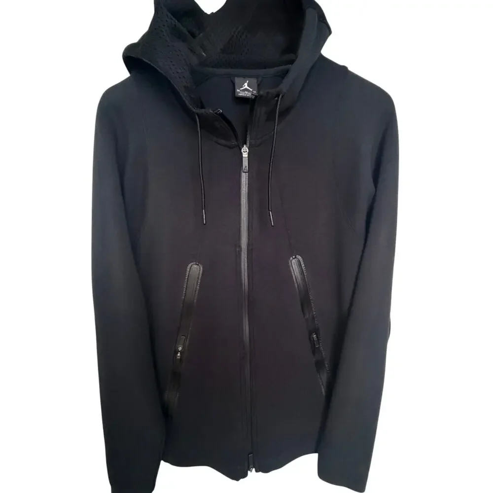 Jordan Black Drawstring hood Hoodie Mesh: Polyester Hooded Men's Medium